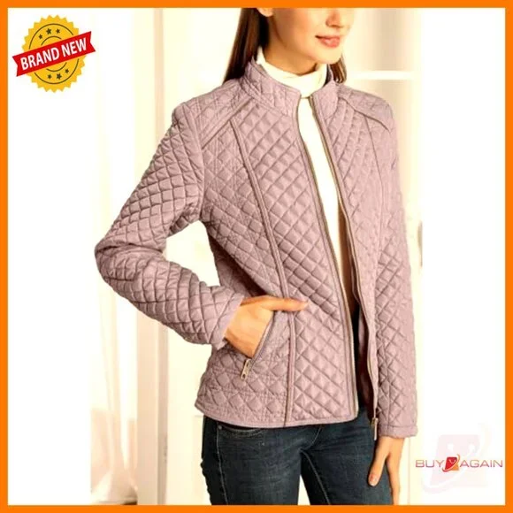 Quilted Puffer Jacket Lightweight Stand Collar Chic Minimal Winter Coat